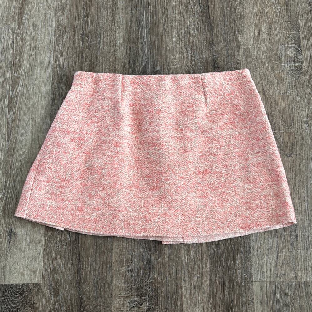 NWT Maje Janello Pleated Tweed Mini Skort Pink Rose - Size: 10 US / 42 EU - Picture 11 of 13